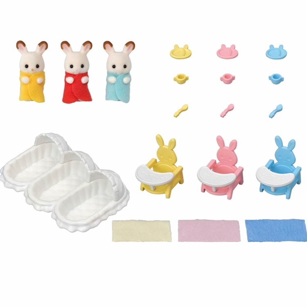 Chocolate Rabbit Babies & Furniture Set - Picture 2 of 6